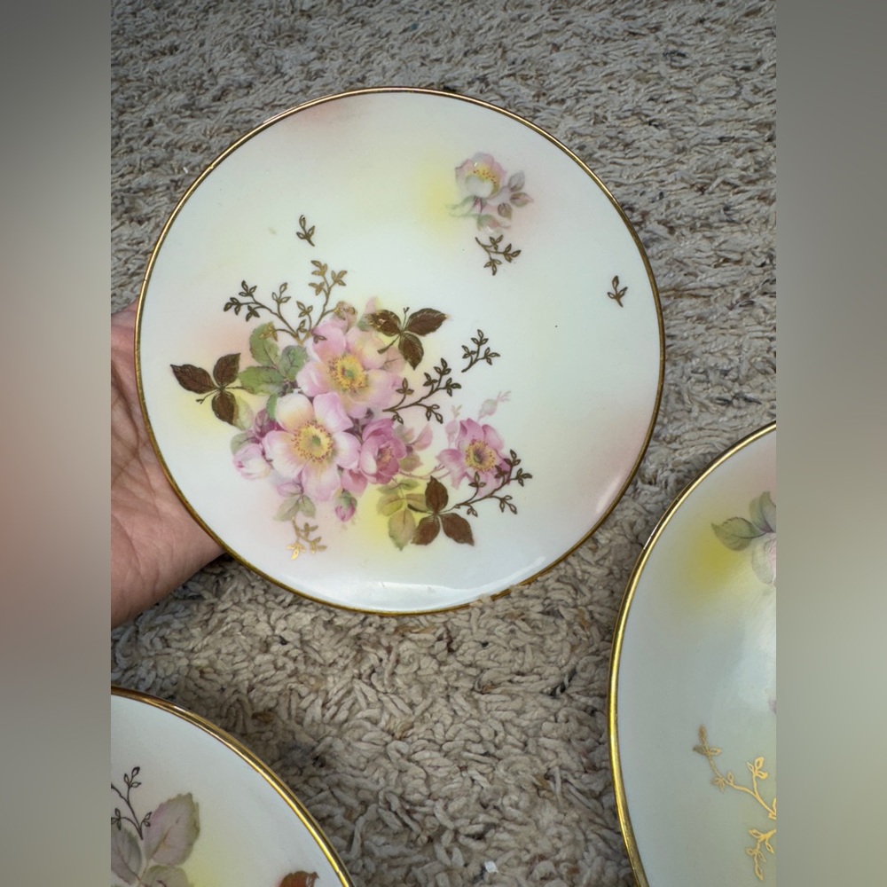 Schumann Arzberg Germany Wild Roses Pattern Gold Rim Dish #86, 11 & 6 lot of 3 - Picture 4 of 10